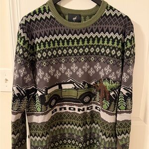 Ford Men's Crewneck Bronco Graphic Sweater - Olive, Gray, Black